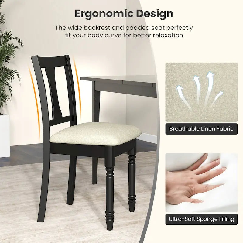 Ensemble de 4 chaises de salle à manger en bois rembourrées Gymax avec espace de rangement intégré à l'assise