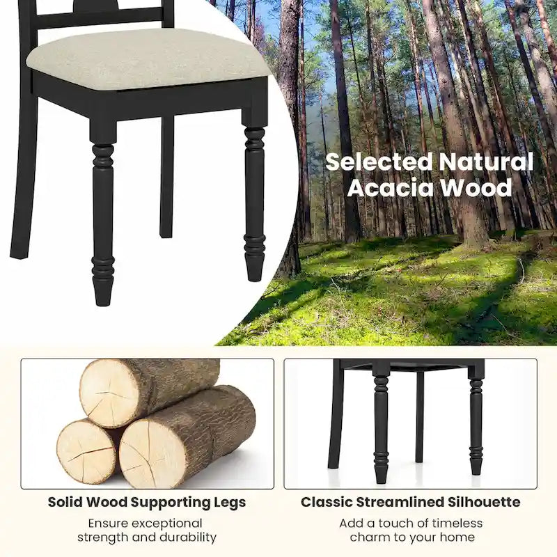 Ensemble de 4 chaises de salle à manger en bois rembourrées Gymax avec espace de rangement intégré à l'assise