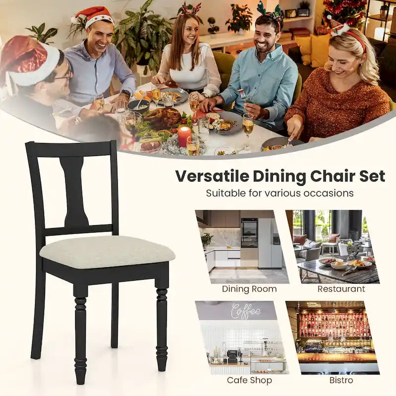 Ensemble de 4 chaises de salle à manger en bois rembourrées Gymax avec espace de rangement intégré à l'assise