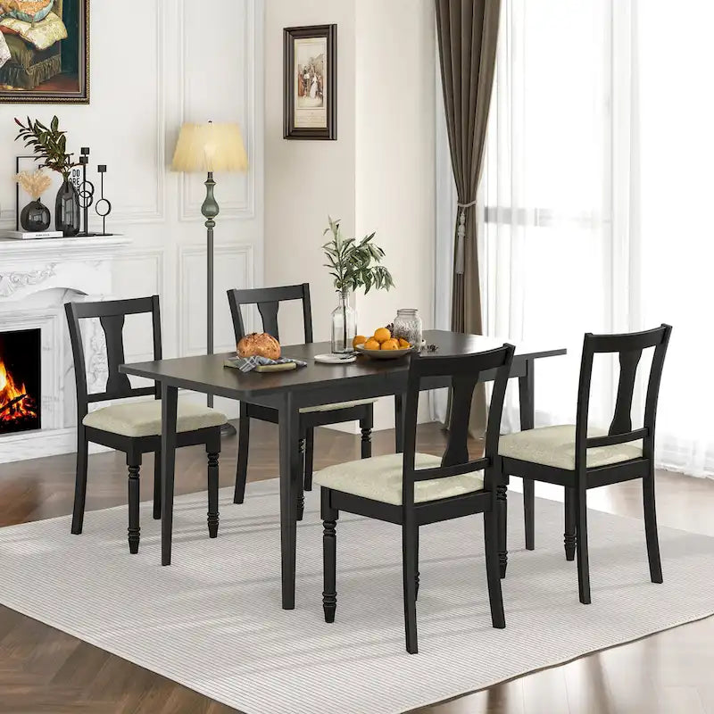 Ensemble de 4 chaises de salle à manger en bois rembourrées Gymax avec espace de rangement intégré à l'assise