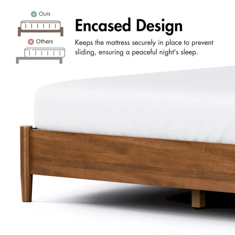 Ensemble de chambre à coucher plateforme 4 pièces Beau Midcentury en bois de noyer de Furniture of America