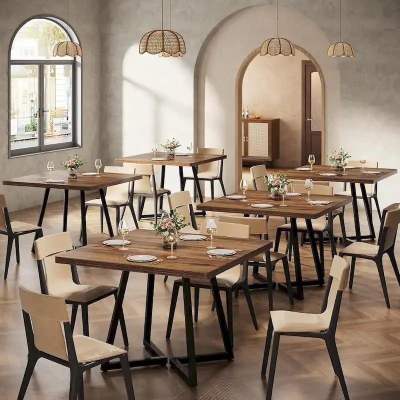 Table de salle à manger carrée en bois de 80 cm (31,5 pouces) avec piètement en métal