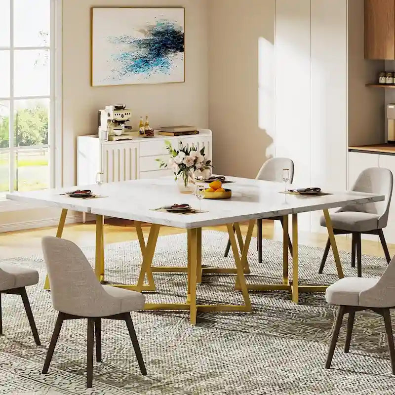 Table de salle à manger carrée en bois de 80 cm (31,5 pouces) avec piètement en métal