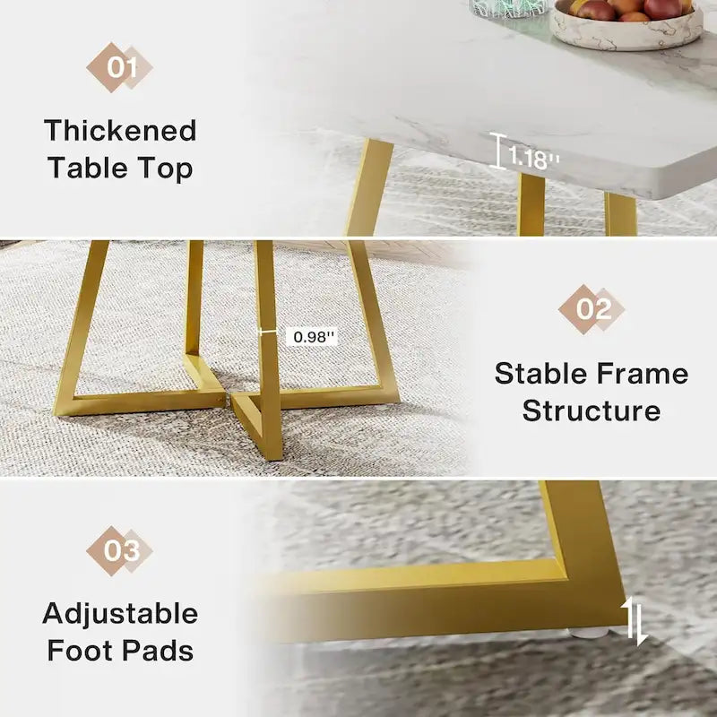 Table de salle à manger carrée en bois de 80 cm (31,5 pouces) avec piètement en métal