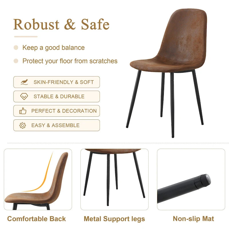 Ensemble de salle à manger moderne avec table rectangulaire noire en forme de A et chaises à dossier rond