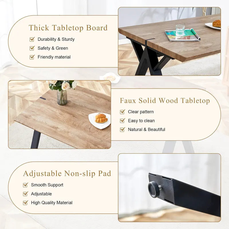 Ensemble de salle à manger moderne avec table rectangulaire noire en forme de A et chaises à dossier rond