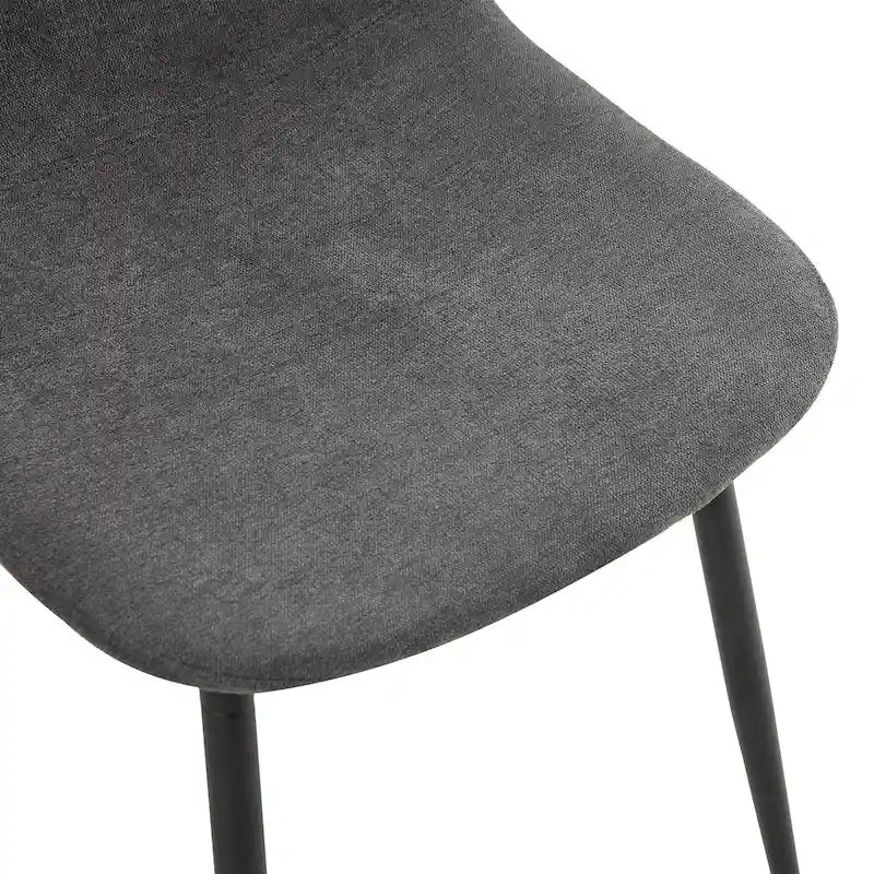 Ensemble de salle à manger moderne avec table rectangulaire noire en forme de A et chaises à dossier rond