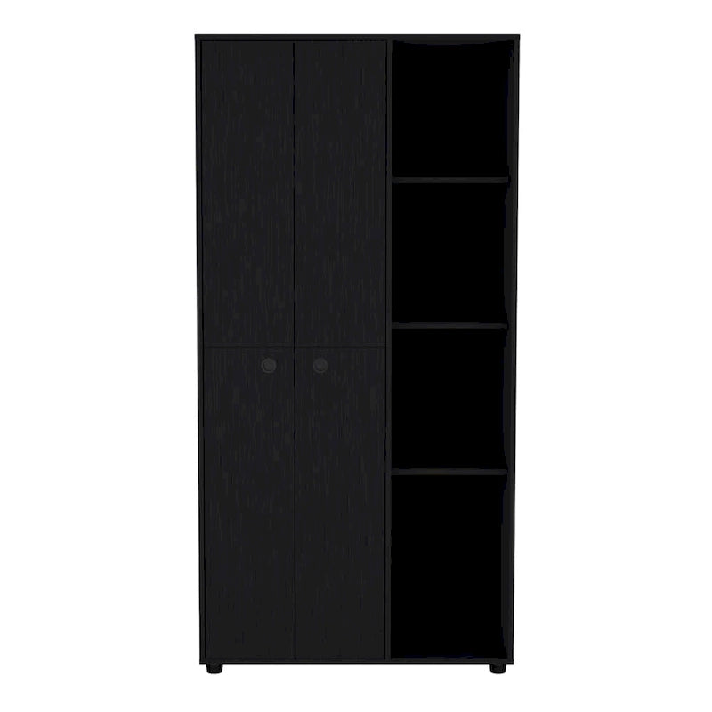 Armoire moderne à double porte 19,48 avec 2 barres métalliques robustes et trois étagères
