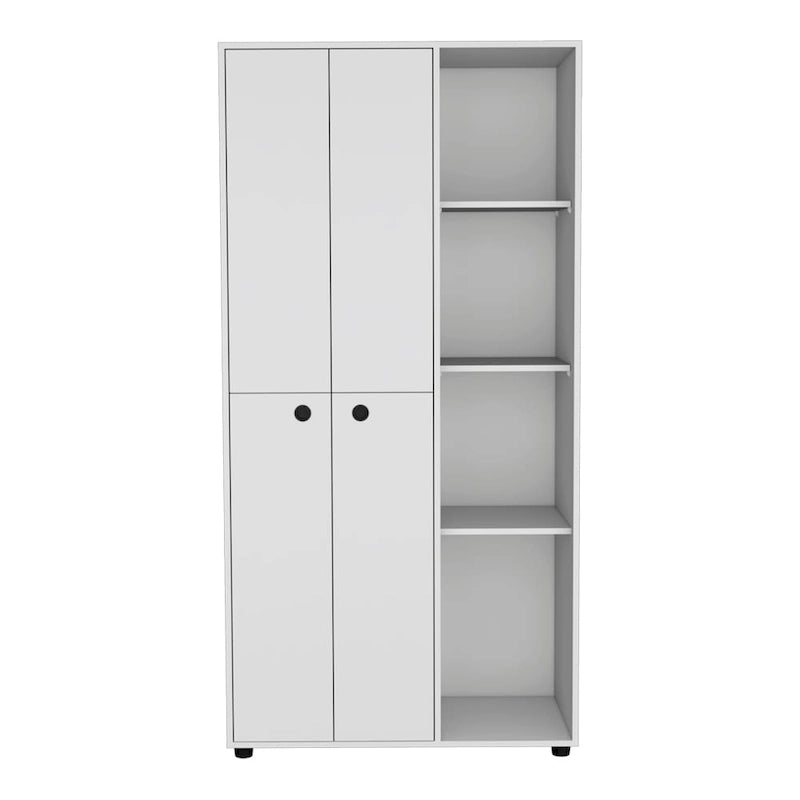 Armoire moderne à double porte 19,48 avec 2 barres métalliques robustes et trois étagères