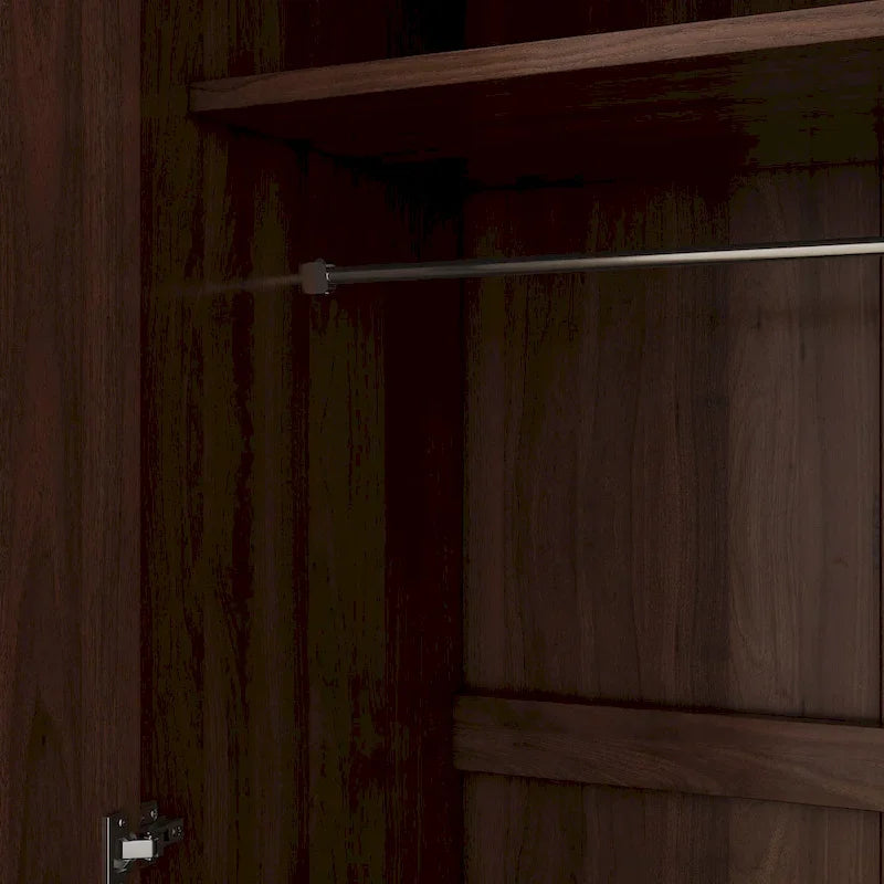 Armoire rustique en bois à 2 portes de 31,5 pouces avec tringle et 3 étagères de rangement pour chambre à coucher