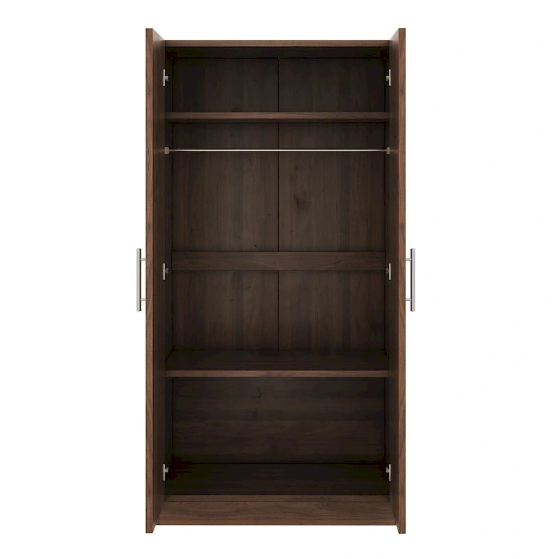 Armoire rustique en bois à 2 portes de 31,5 pouces avec tringle et 3 étagères de rangement pour chambre à coucher