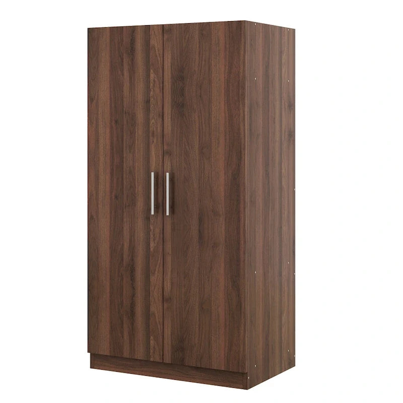 Armoire rustique en bois à 2 portes de 31,5 pouces avec tringle et 3 étagères de rangement pour chambre à coucher
