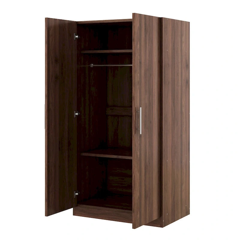 Armoire rustique en bois à 2 portes de 31,5 pouces avec tringle et 3 étagères de rangement pour chambre à coucher
