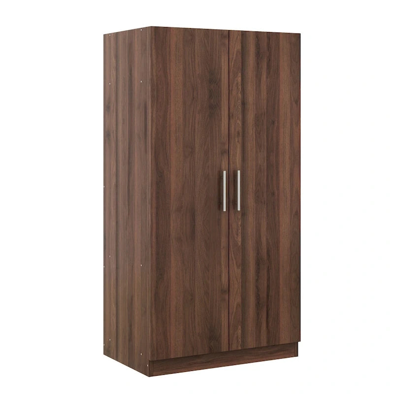 Armoire rustique en bois à 2 portes de 31,5 pouces avec tringle et 3 étagères de rangement pour chambre à coucher