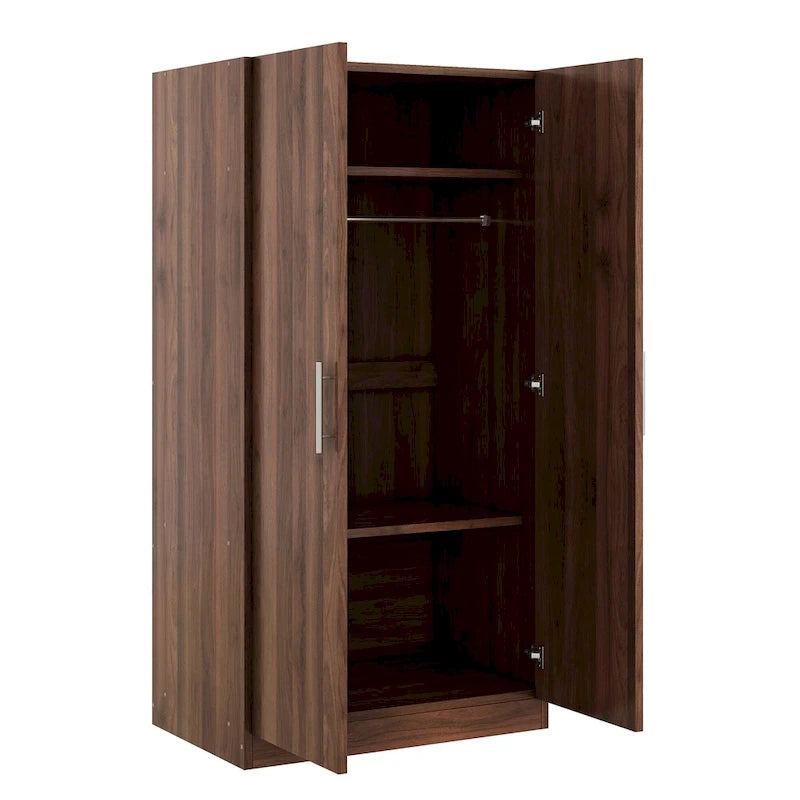 Armoire rustique en bois à 2 portes de 31,5 pouces avec tringle et 3 étagères de rangement pour chambre à coucher