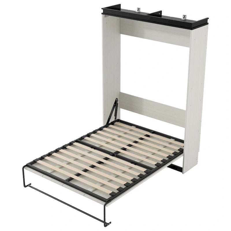 Lit double rembourré noir et blanc avec tête de lit et toboggan en forme de cochon