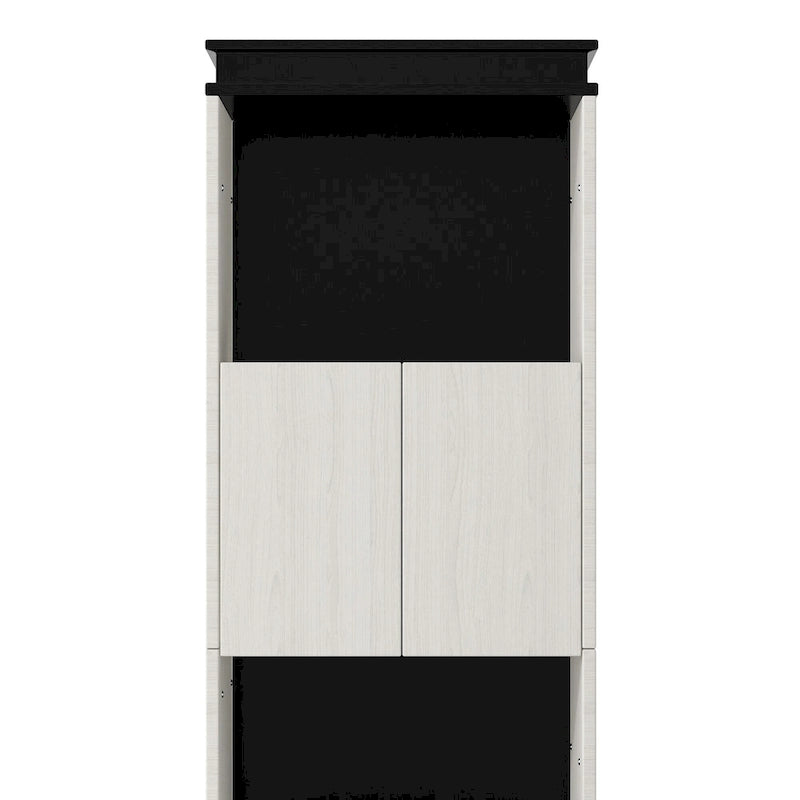 Lit double rembourré noir et blanc avec tête de lit et toboggan en forme de cochon