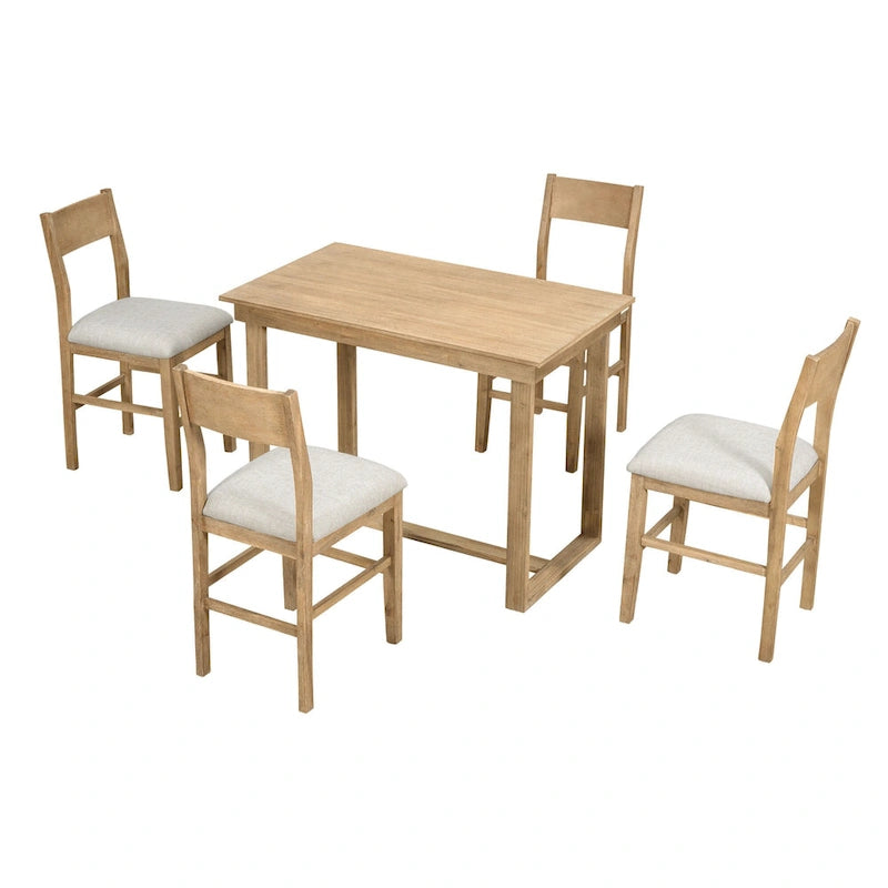 Ensemble de salle à manger de style ferme marron, 5 pièces, hauteur comptoir, avec 4 chaises