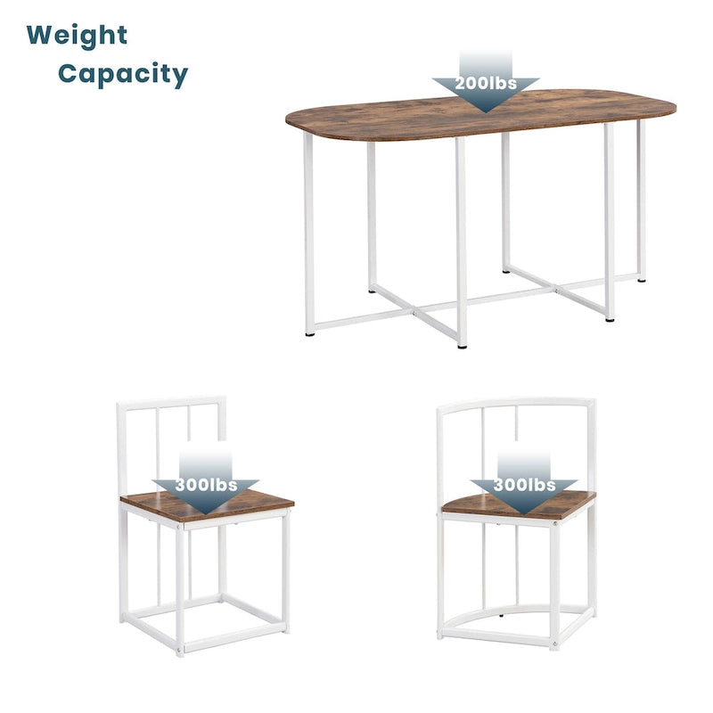 Ensemble de salle à manger moderne 7 pièces avec structure en métal, comprenant une table demi-ronde et 6 chaises.