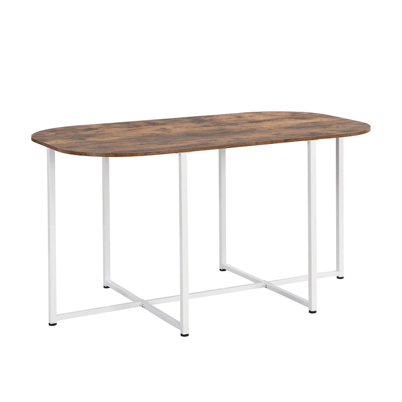 Ensemble de salle à manger moderne 7 pièces avec structure en métal, comprenant une table demi-ronde et 6 chaises.