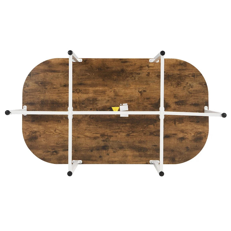 Ensemble de salle à manger moderne 7 pièces avec structure en métal, comprenant une table demi-ronde et 6 chaises.