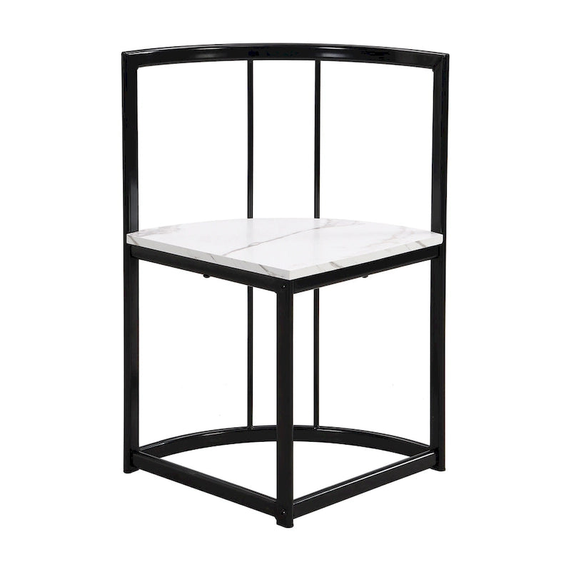 Ensemble de salle à manger moderne 7 pièces avec structure en métal, comprenant une table demi-ronde et 6 chaises.