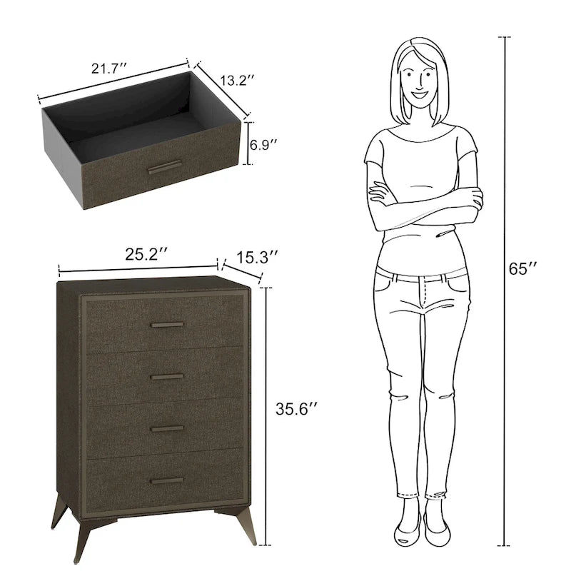 Commode de rangement en tissu avec structure métallique et tiroir