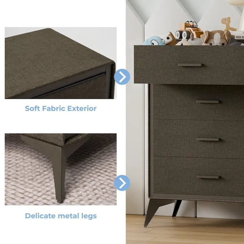 Commode de rangement en tissu avec structure métallique et tiroir