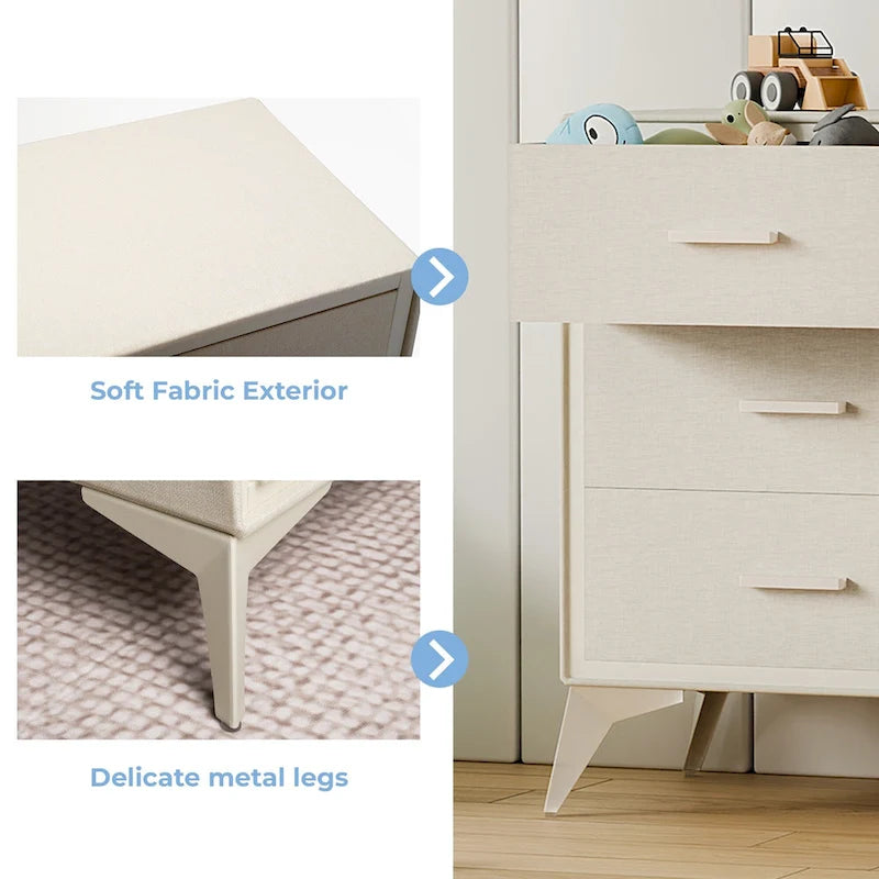 Commode de rangement en tissu avec structure métallique et tiroir