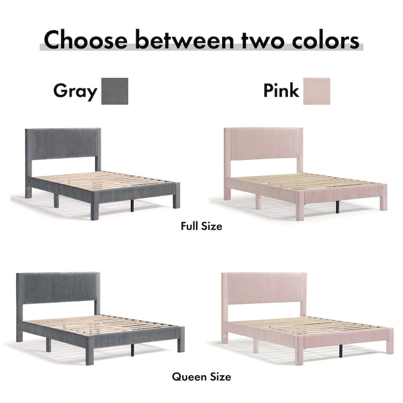 Lit plateforme moderne Alyssa de Furniture of America, recouvert de velours, avec tête de lit capitonnée et sommier à lattes en bois