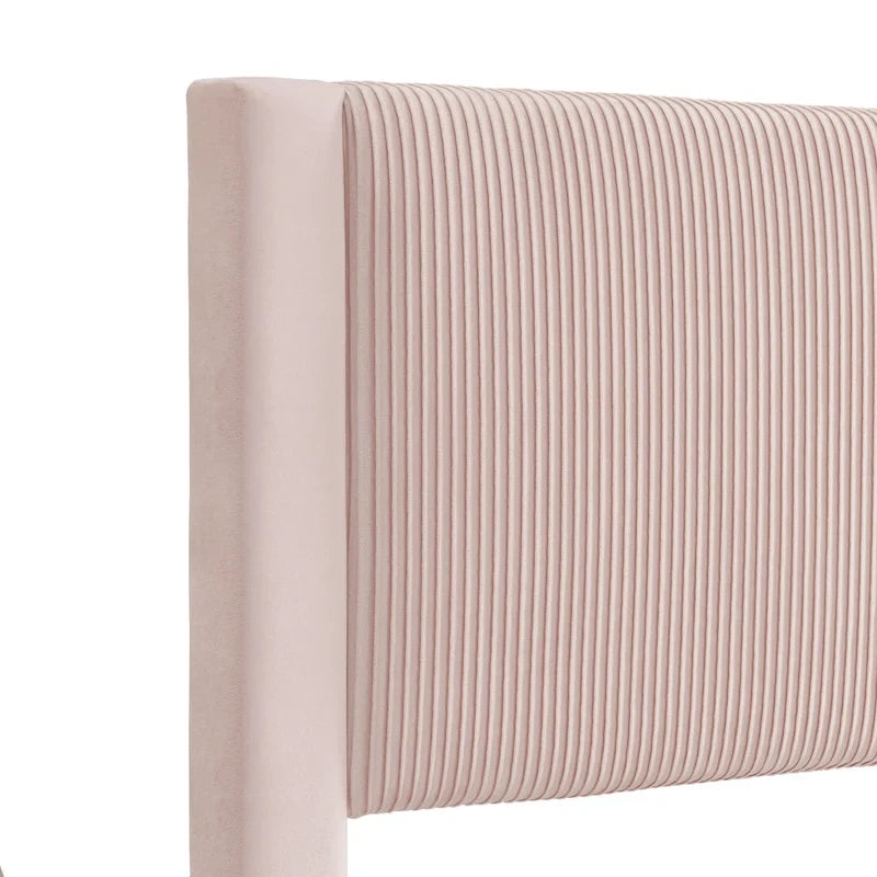 Lit plateforme moderne Alyssa de Furniture of America, recouvert de velours, avec tête de lit capitonnée et sommier à lattes en bois