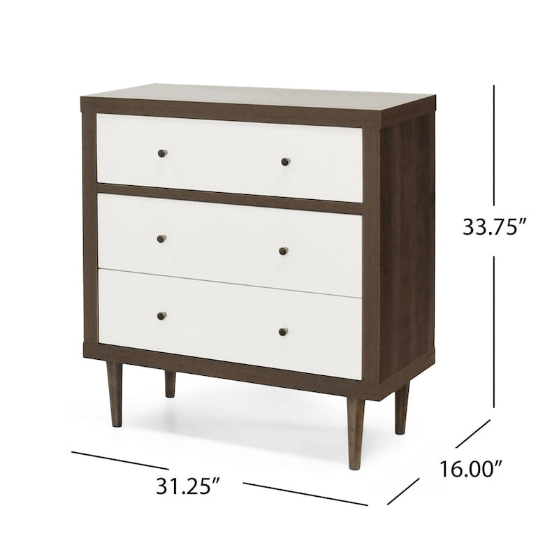 Commode Nystrom à 3 tiroirs, style moderne du milieu du siècle, par Christopher Knight Home