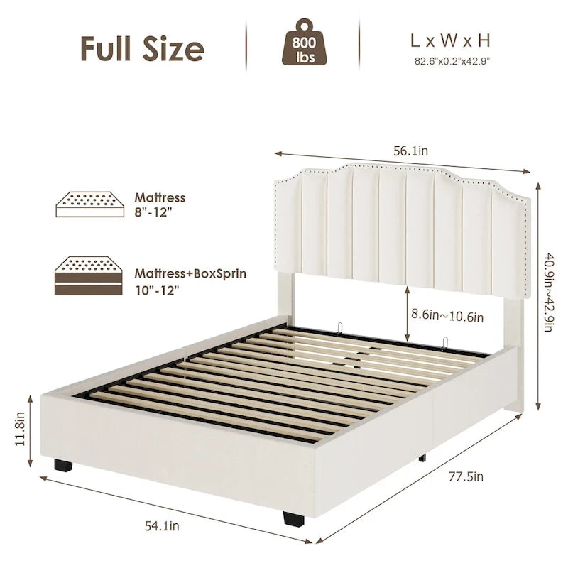 Lit coffre plateforme relevable recouvert de velours
