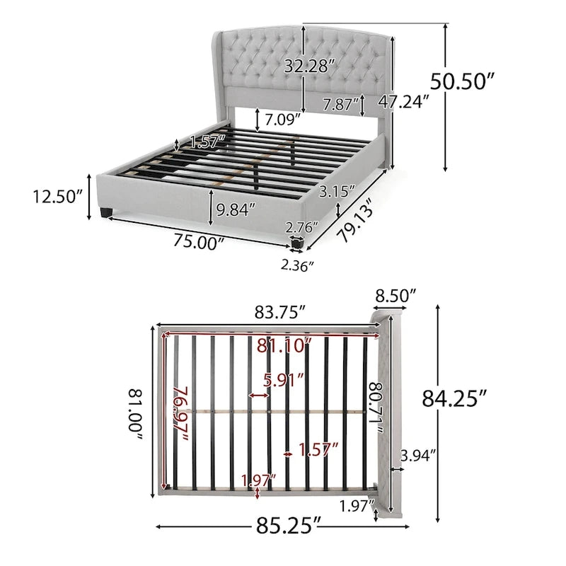 Lit plateforme King à profil bas rembourré Virago par Christopher Knight Home