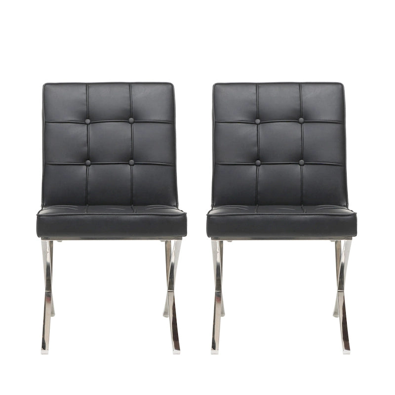 Chaises de salle à manger Milania modernes en cuir capitonné (lot de 2) par Christopher Knight Home