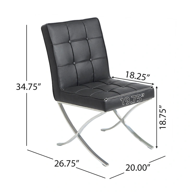 Chaises de salle à manger Milania modernes en cuir capitonné (lot de 2) par Christopher Knight Home