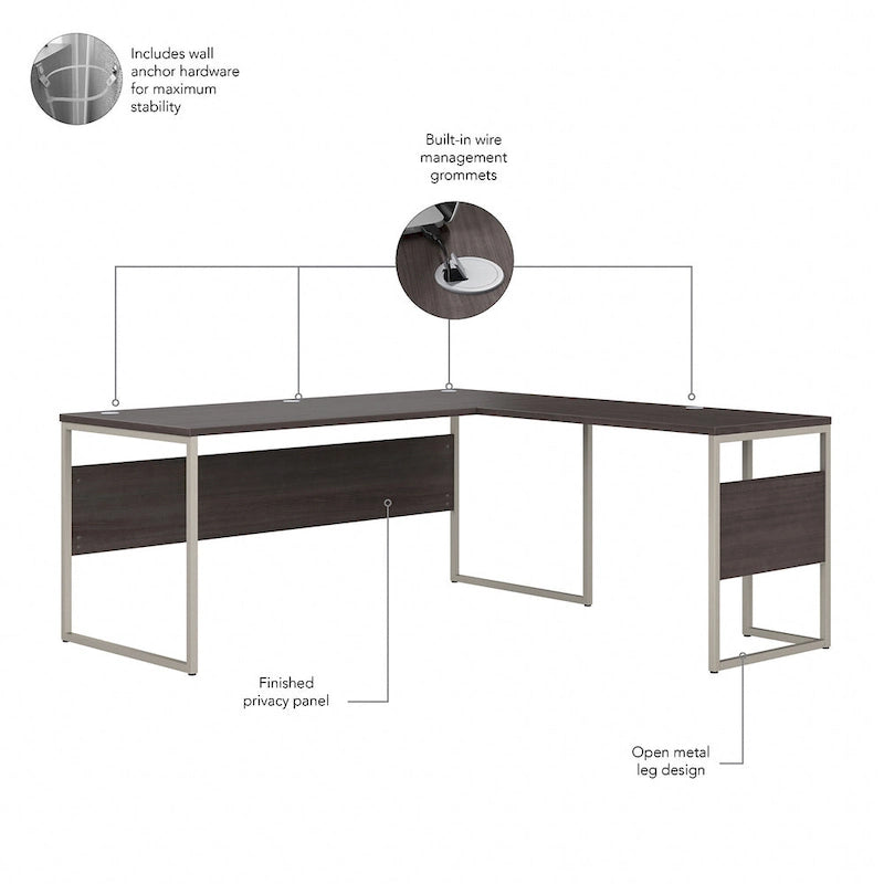 Bureau hybride en forme de L (72 po x 30 po) de Bush Business Furniture