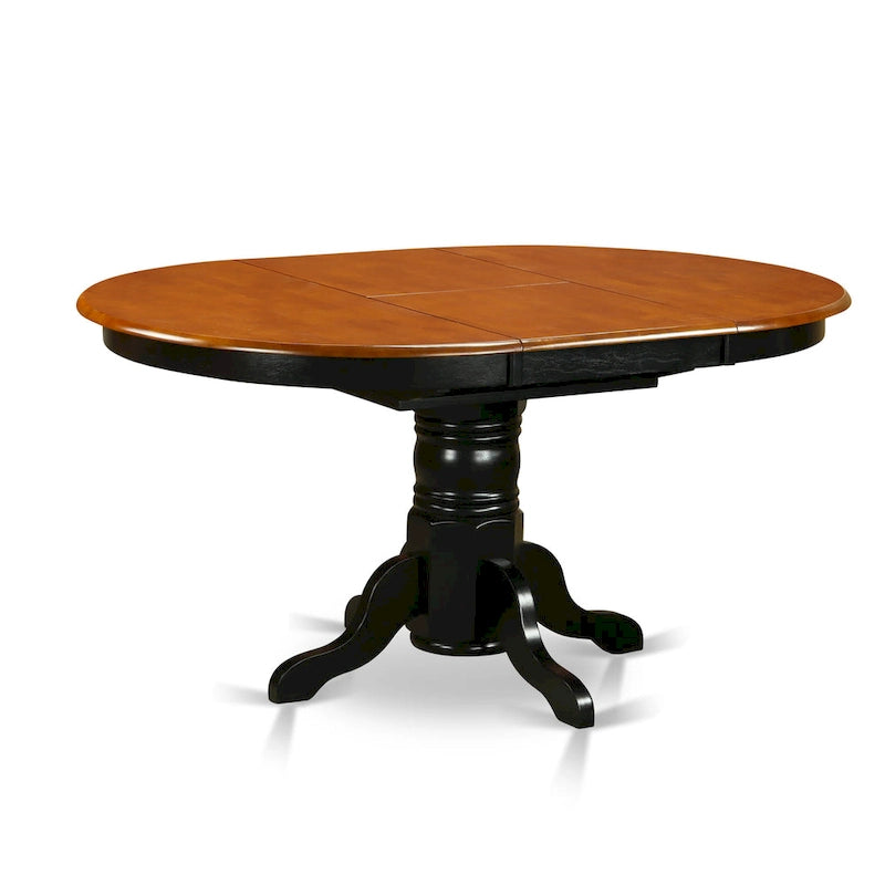 Table de cuisine/salle à manger East West Furniture, plateau ovale à rallonge papillon et pieds piédestal - Table en bois massif (finition au choix)