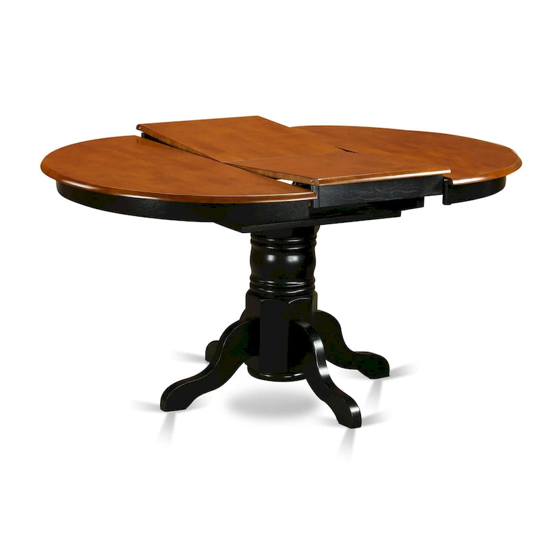 Table de cuisine/salle à manger East West Furniture, plateau ovale à rallonge papillon et pieds piédestal - Table en bois massif (finition au choix)