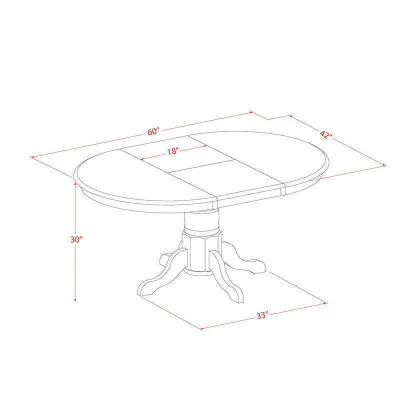 Table de cuisine/salle à manger East West Furniture, plateau ovale à rallonge papillon et pieds piédestal - Table en bois massif (finition au choix)