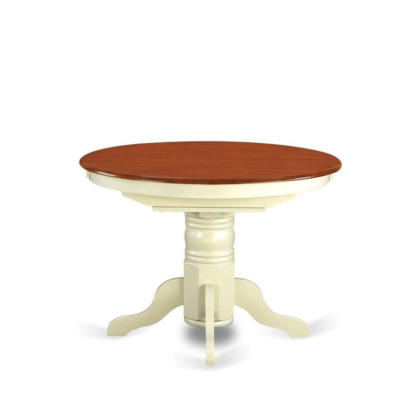 Table de cuisine/salle à manger East West Furniture, plateau ovale à rallonge papillon et pieds piédestal - Table en bois massif (finition au choix)