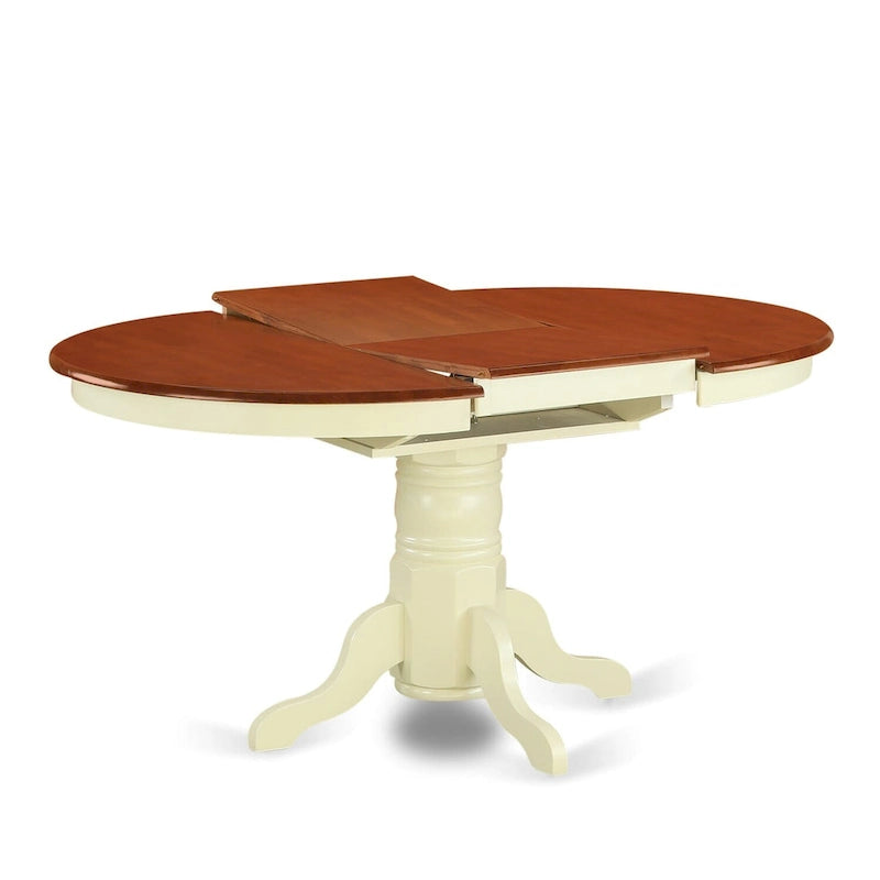 Table de cuisine/salle à manger East West Furniture, plateau ovale à rallonge papillon et pieds piédestal - Table en bois massif (finition au choix)