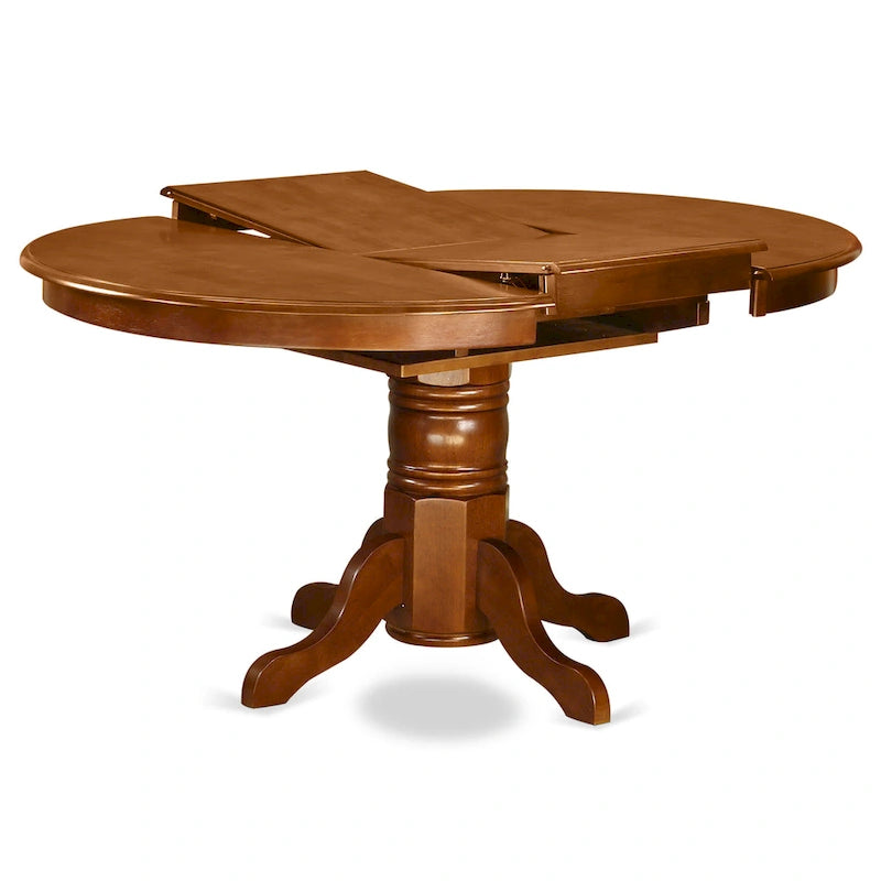 Table de cuisine/salle à manger East West Furniture, plateau ovale à rallonge papillon et pieds piédestal - Table en bois massif (finition au choix)