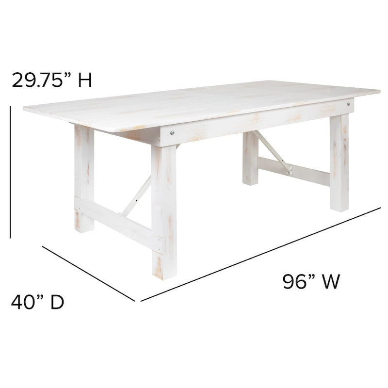 Ensemble table de ferme pliante en pin massif avec 6 bancs