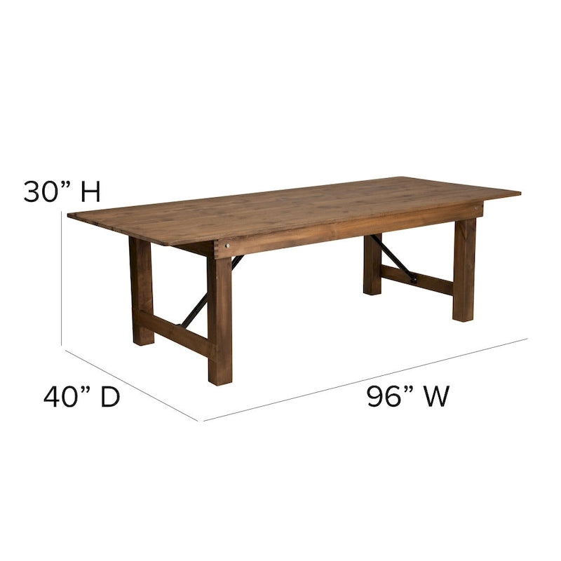 Ensemble table de ferme pliante en pin massif avec 6 bancs