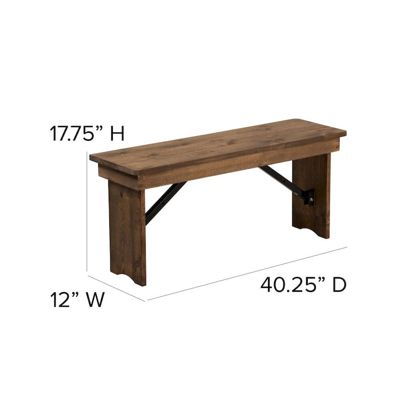 Ensemble table de ferme pliante en pin massif avec 6 bancs