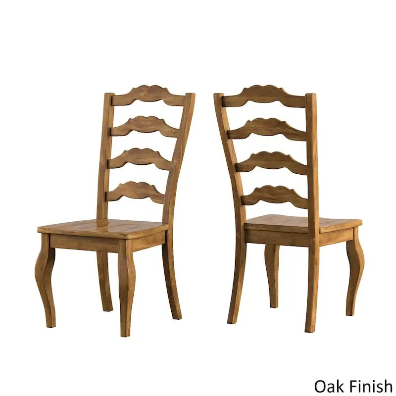 Ensemble de salle à manger Eleanor en bois massif gris antique avec plateau rond et dossier à barreaux de style français, par iNSPIRE Q Classic