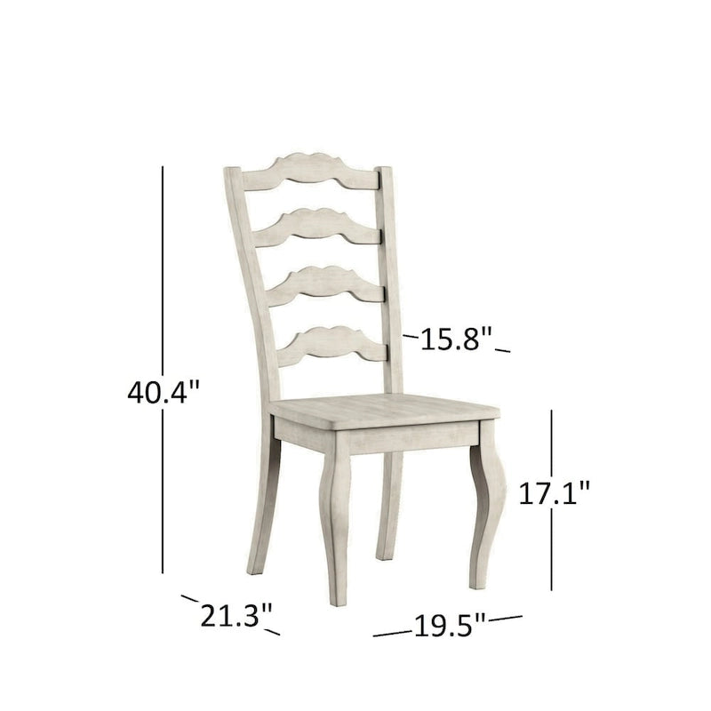 Ensemble de salle à manger Eleanor en bois massif gris antique avec plateau rond et dossier à barreaux de style français, par iNSPIRE Q Classic