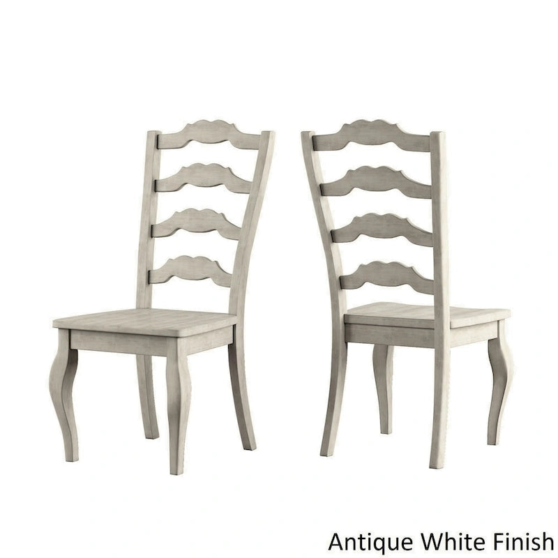 Ensemble de salle à manger Eleanor en bois massif gris antique avec plateau rond et dossier à barreaux de style français, par iNSPIRE Q Classic
