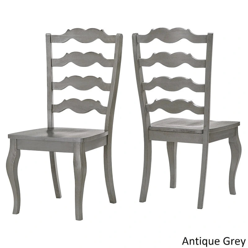 Ensemble de salle à manger Eleanor en bois massif gris antique avec plateau rond et dossier à barreaux de style français, par iNSPIRE Q Classic